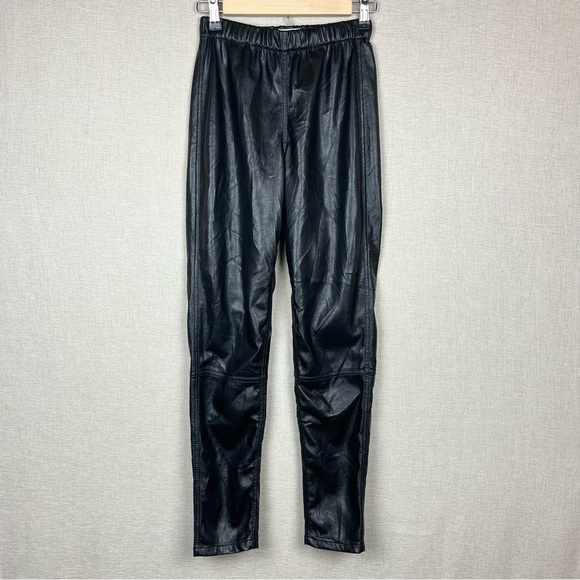 Jonathan Simkhai Faux Leather Black Stretch Cropped Rylee Leggings Pants Small - Picture 2 of 7